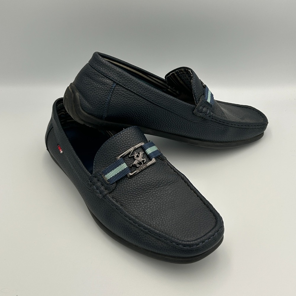 Mens Slip On Casual Shoes Loafers Sz 9‎ Navy Blue Beverly Hills Polo Comfortable